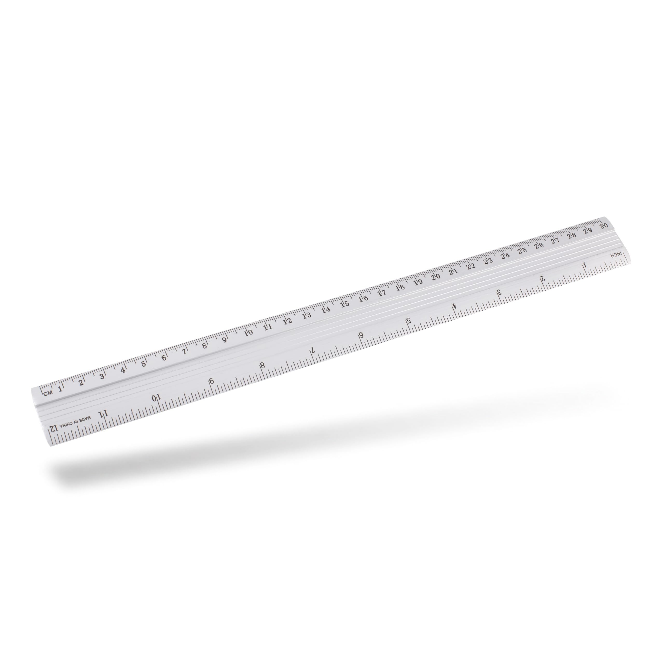 D.RECT Aluminium Ruler - 30 cm Silver | Non-Slip Strip | Inch & Centimetre Graduations 1