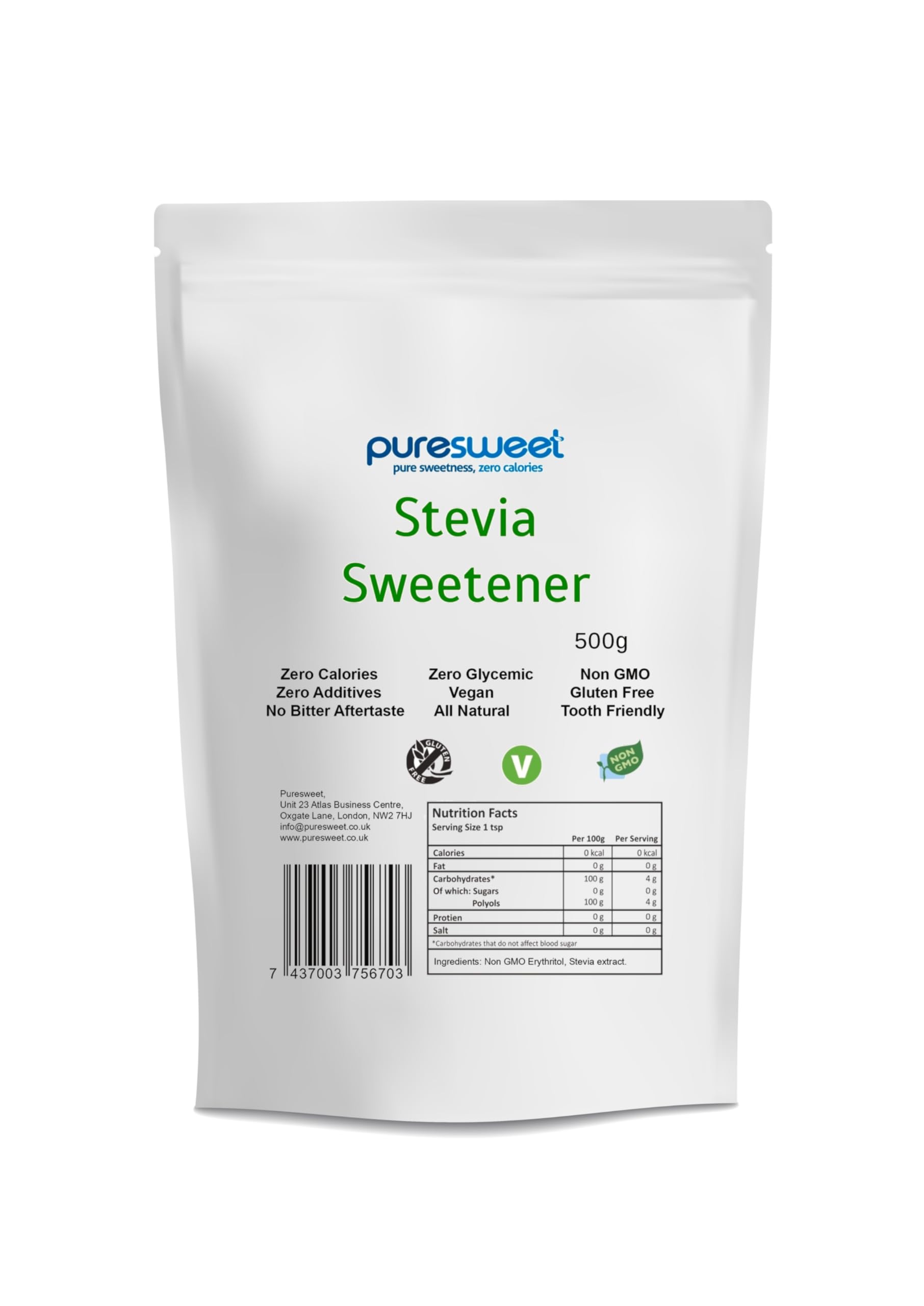 Puresweet Premium Stevia Sweetener - 500g Bag | Great Taste | Blood Sugar Control 1