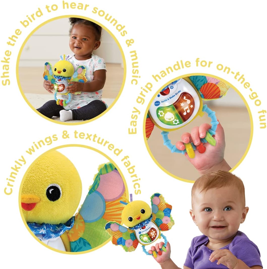 VTech Rattle & Shake Birdie - Interactive Sensory Toy with Music, Lights & Textures for 3-24 Months 2