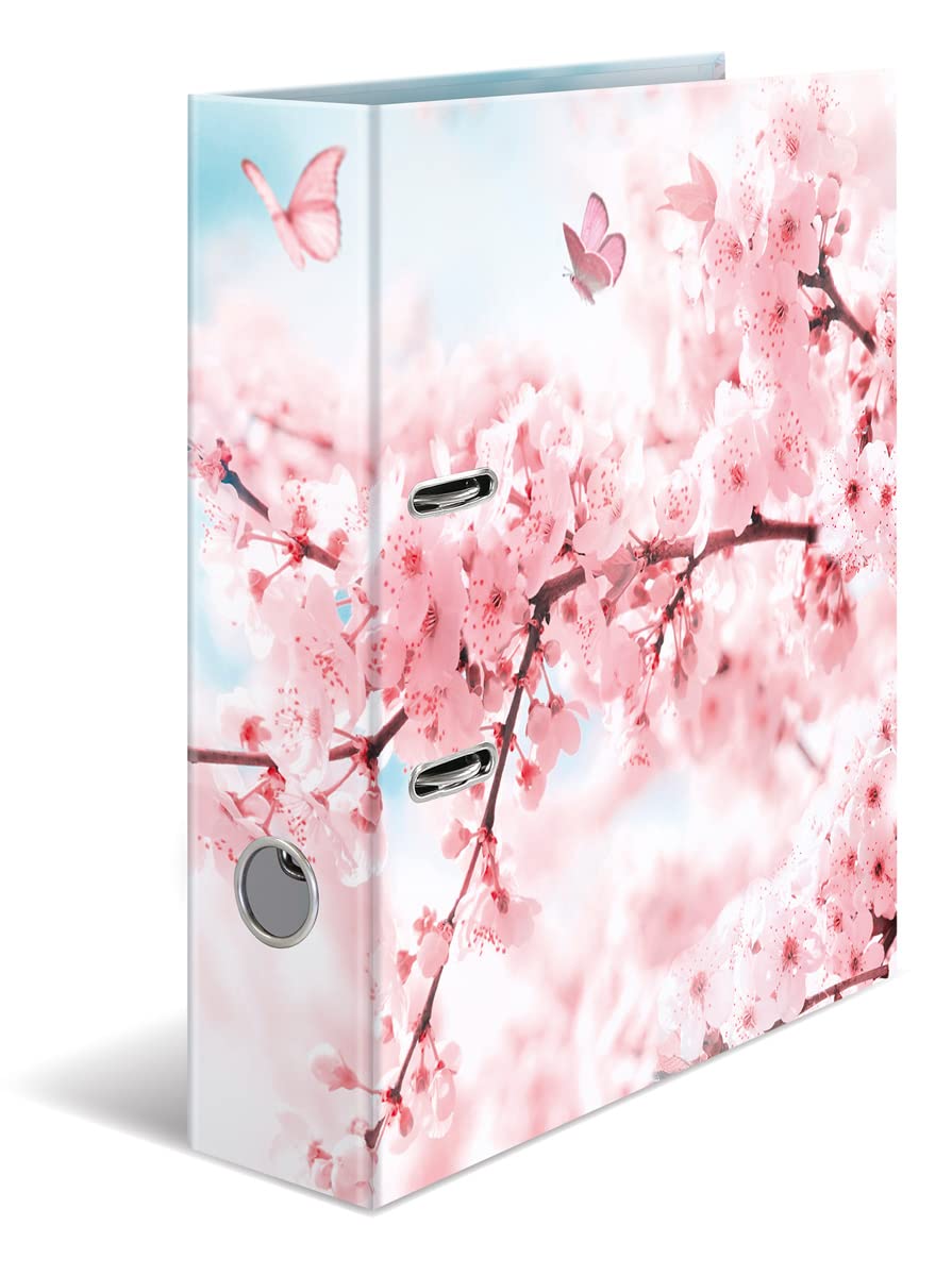 HERMA 19556 Ring Binder - A4, 70mm Wide, Cherry Blossom Motif | Cardboard Metal 1