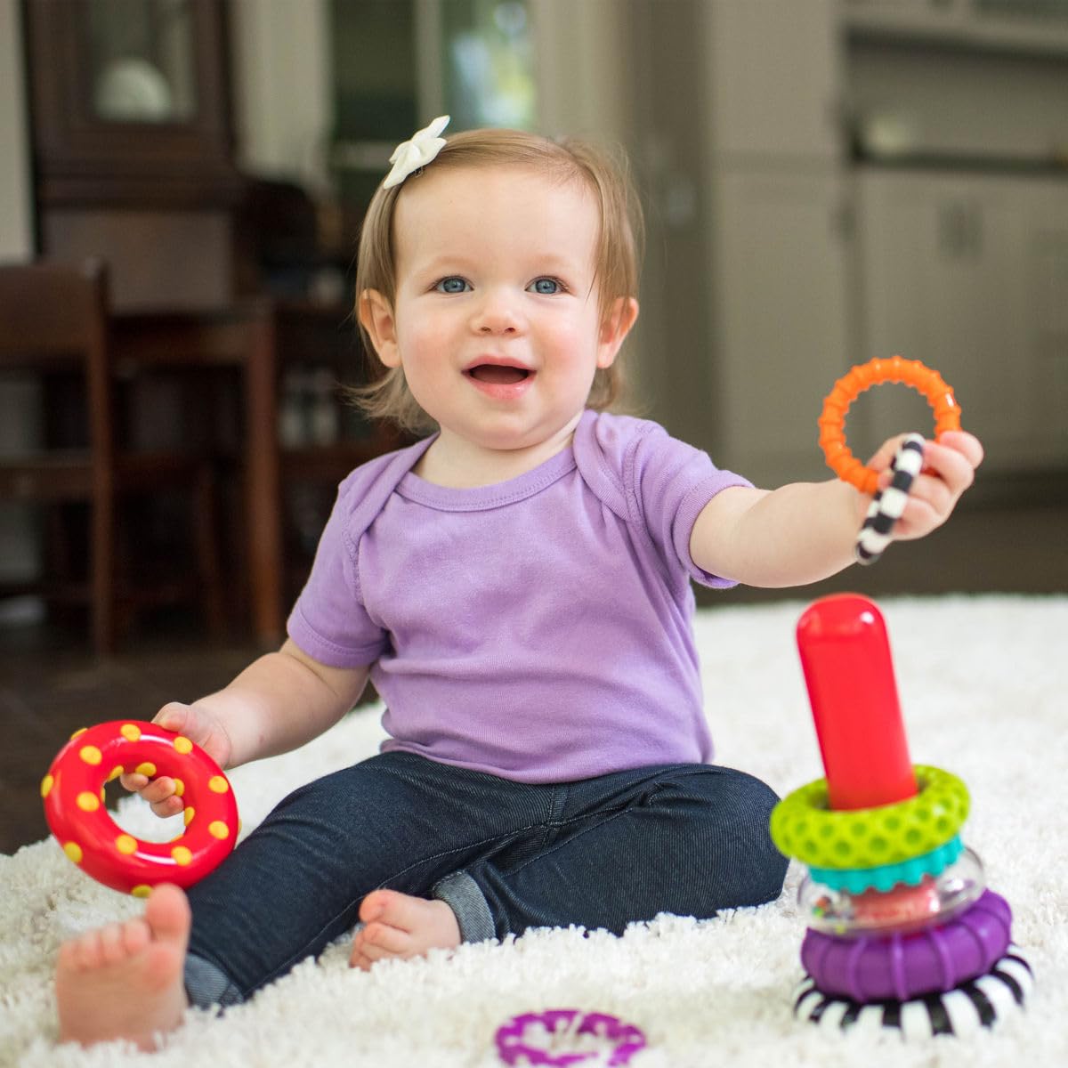 Sassy Stacks of Circles Stacking Toy - 9 Pieces for Ages 6m+ | Fine Motor Skill Development 7