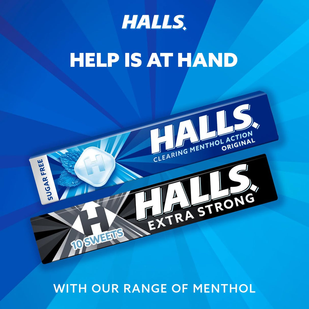 HALLS Sugar Free Menthol Action Original Throat Lozenges (32g x 20 Bulk Box)