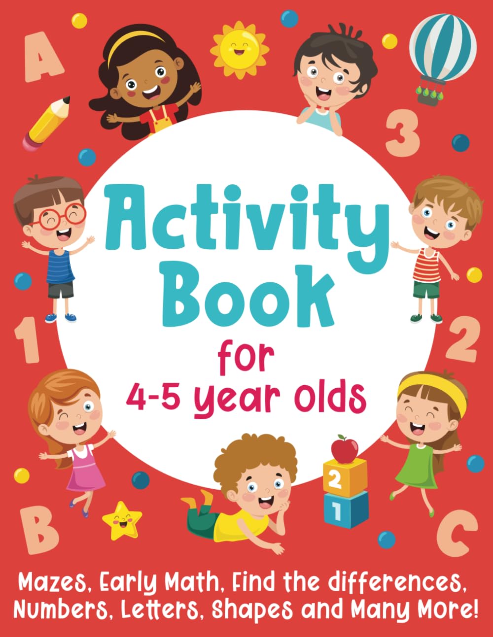 Jiobbo Activity Book For 4-5 Year Olds: Mazes, Early Math, Find the Differences | Paperback