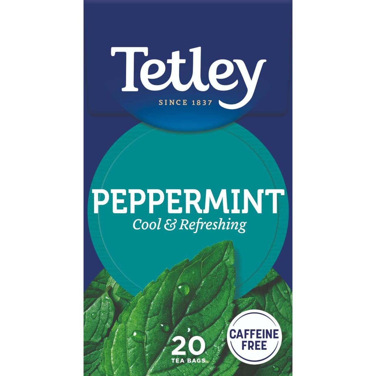 Tetley Fresh Mint Tea Bags - Peppermint & Spearmint Blend, Caffeine-Free | 80 Count | Rainforest Alliance Certified 1