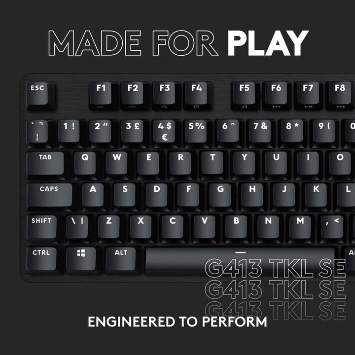 Logitech G413 TKL SE Mechanical Gaming Keyboard - Tenkeyless with Tactile Switches, PBT Keycaps, Backlit Black Aluminum Design