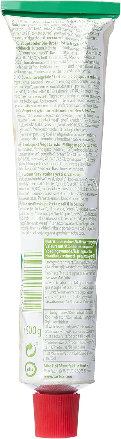 Tartex Organic Herb and Garlic Vegetarian Pate in Tube – 200g