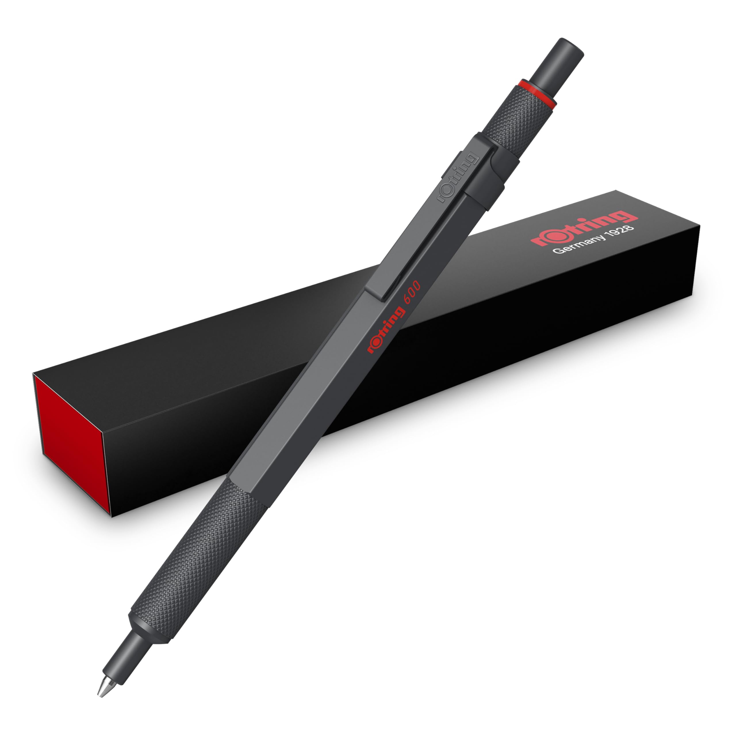 rOtring 600 Ballpoint Pen - All-Metal Body | Medium Point Black Ink | Knurled Grip 1