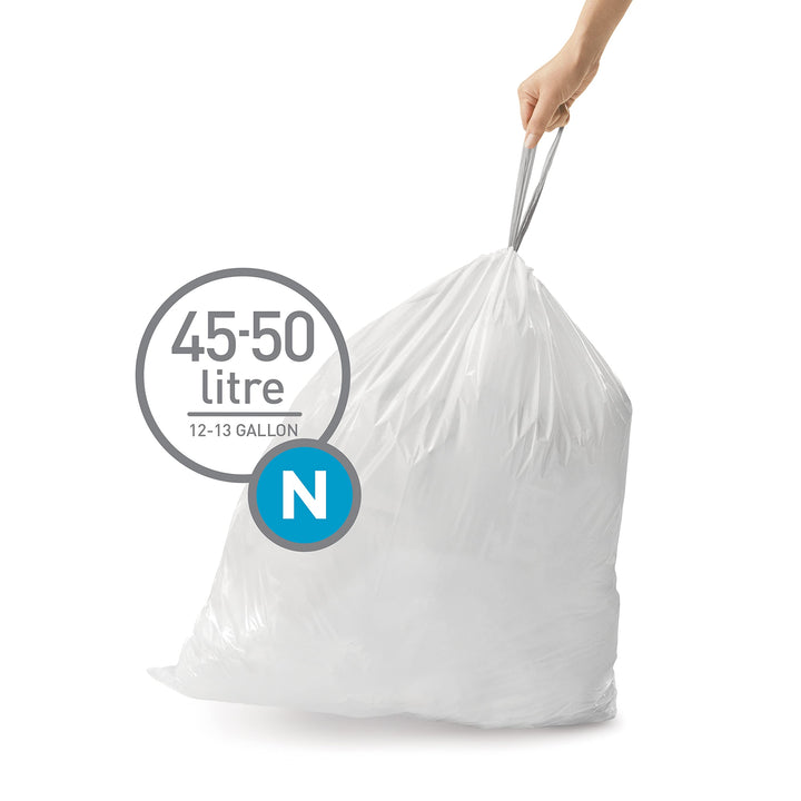 simplehuman CW0262 Code N Custom Fit Bin Liner Bulk Pack, White