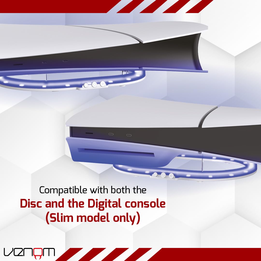 Venom PS5 Horizontal Console Stand with LED Lighting - 8 Color Options, USB Powered, Compatible with Slim Disc & Digital Models 11