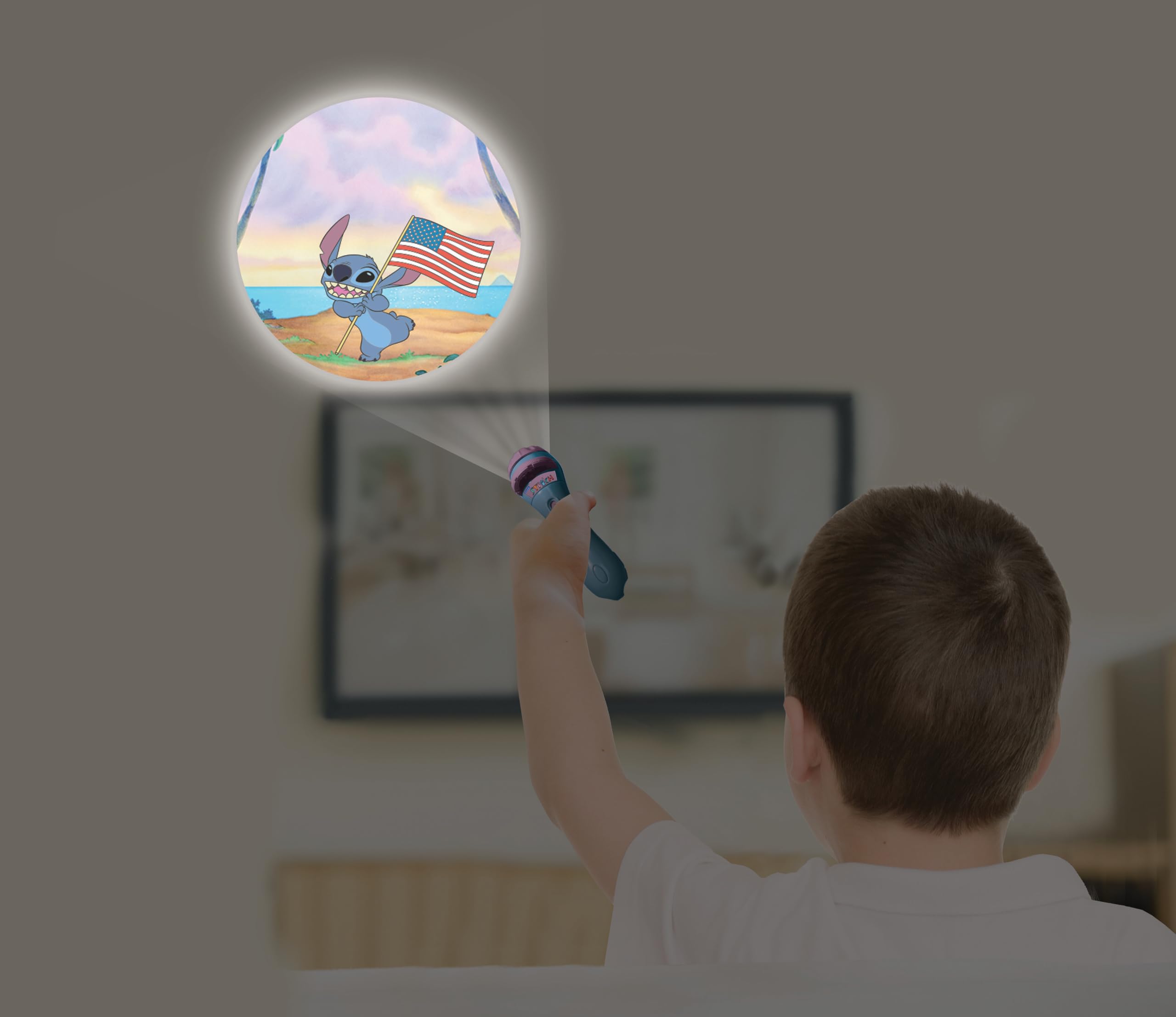 Lexibook Disney Stitch 2-in-1 Torch Light & Projector with 3 Discs - 24 Images for Storytelling, Blue 2