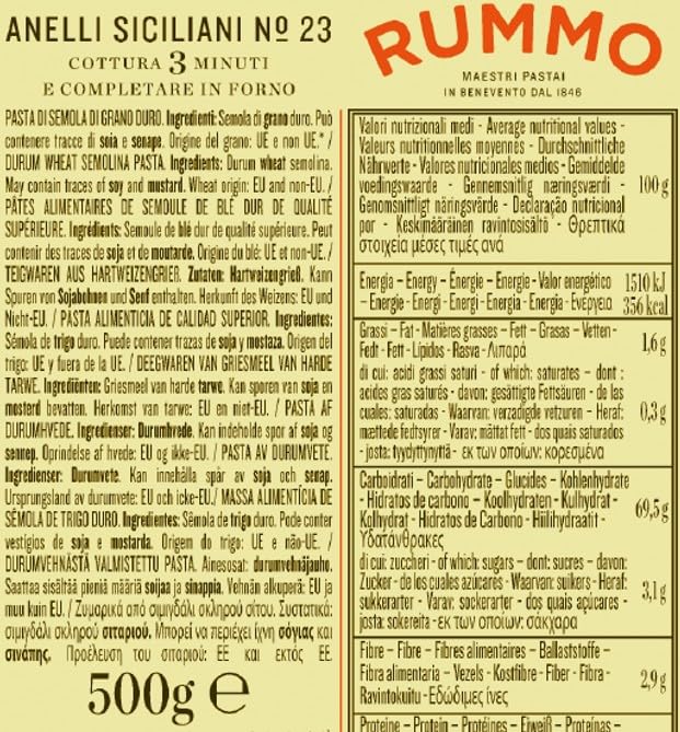 Rummo Anelli Siciliani No. 23 – Artisan-Made Sicilian Pasta Hoops, 500g