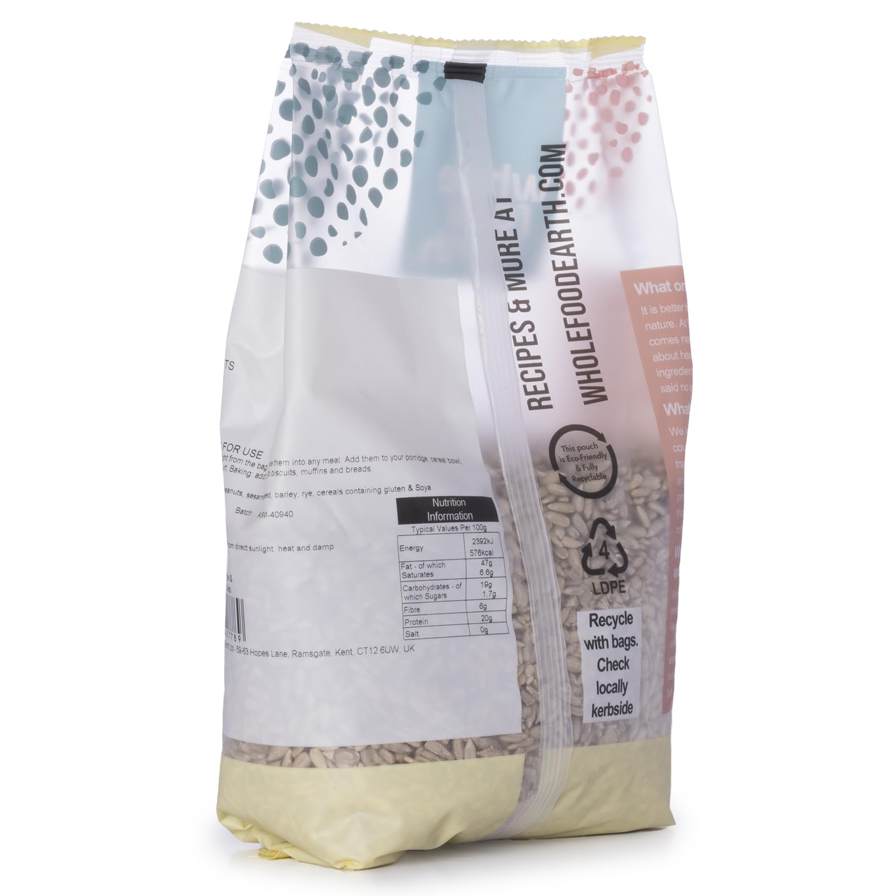 Wholefood Earth Natural Sunflower Seeds - 500g | GMO Free | Source of Fibre & Protein 3