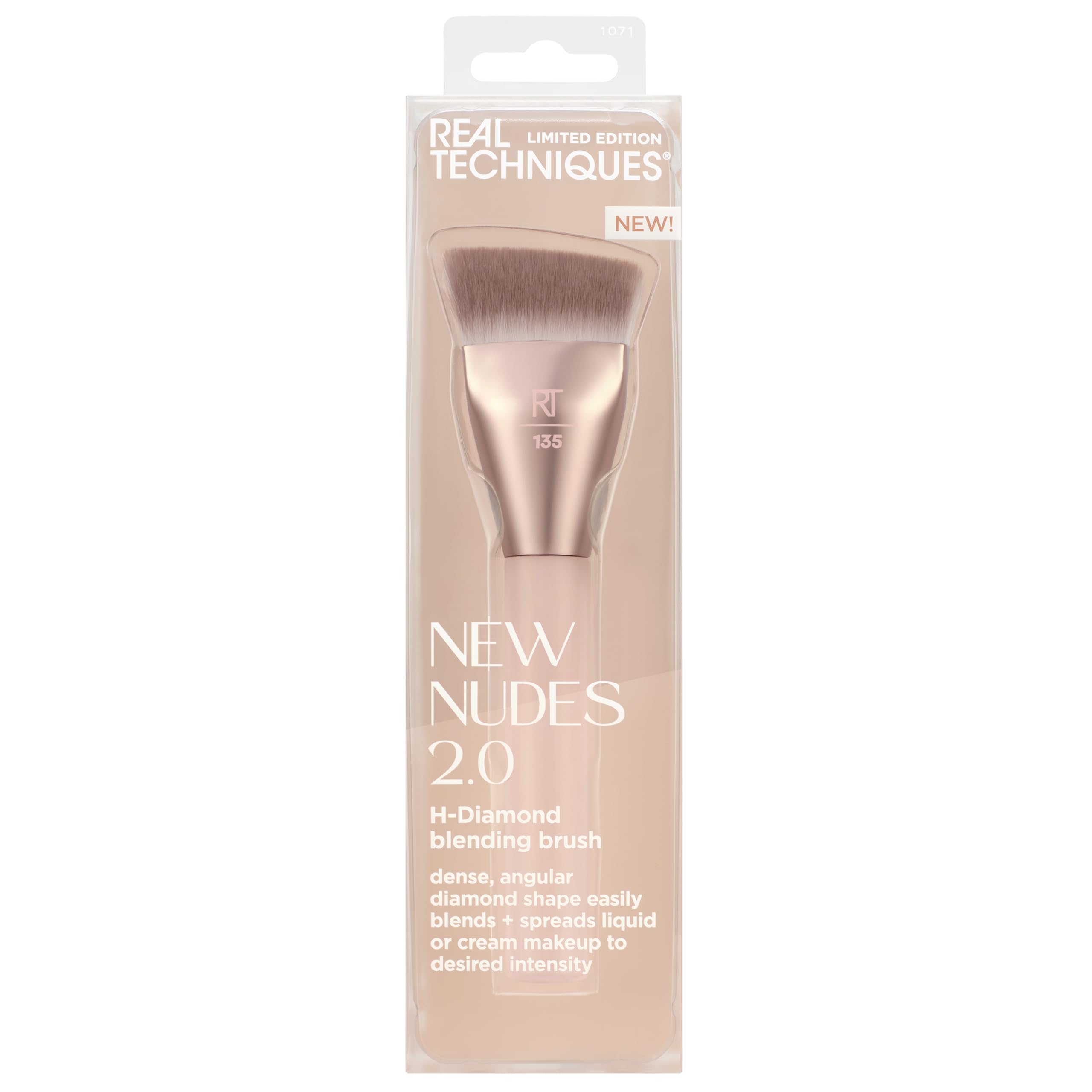 REAL TECHNIQUES New Nudes H-Diamond Blending Brush for Foundation, Contour & Blush | Synthetic Bristles