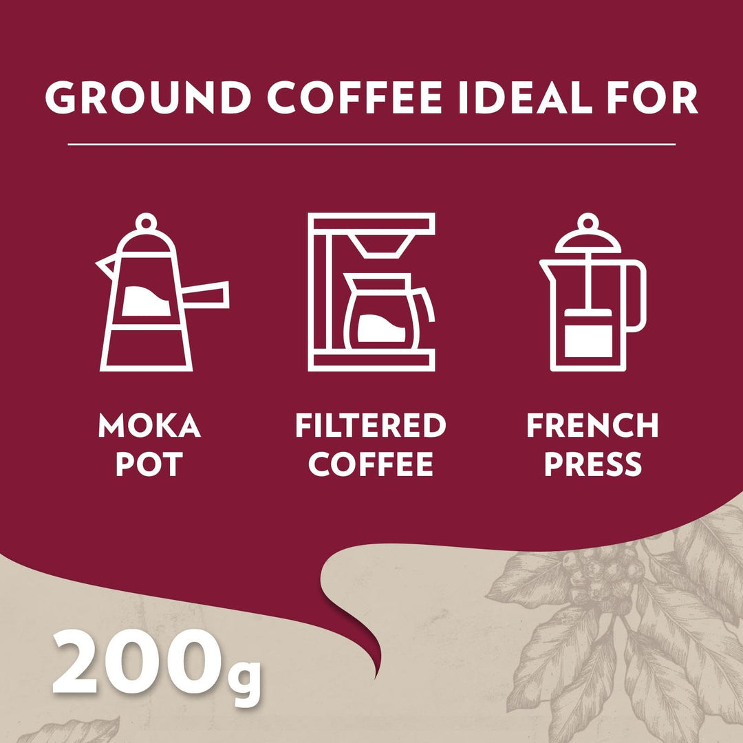 Lavazza Tales of Napoli Coffee Ground - Intensity 9/10, Aromatic Notes of Caramel and Toasted Cereals, 200 g