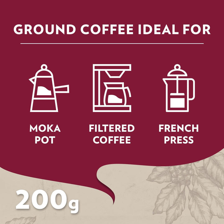 Lavazza Tales of Napoli Coffee Ground - Intensity 9/10, Aromatic Notes of Caramel and Toasted Cereals, 200 g