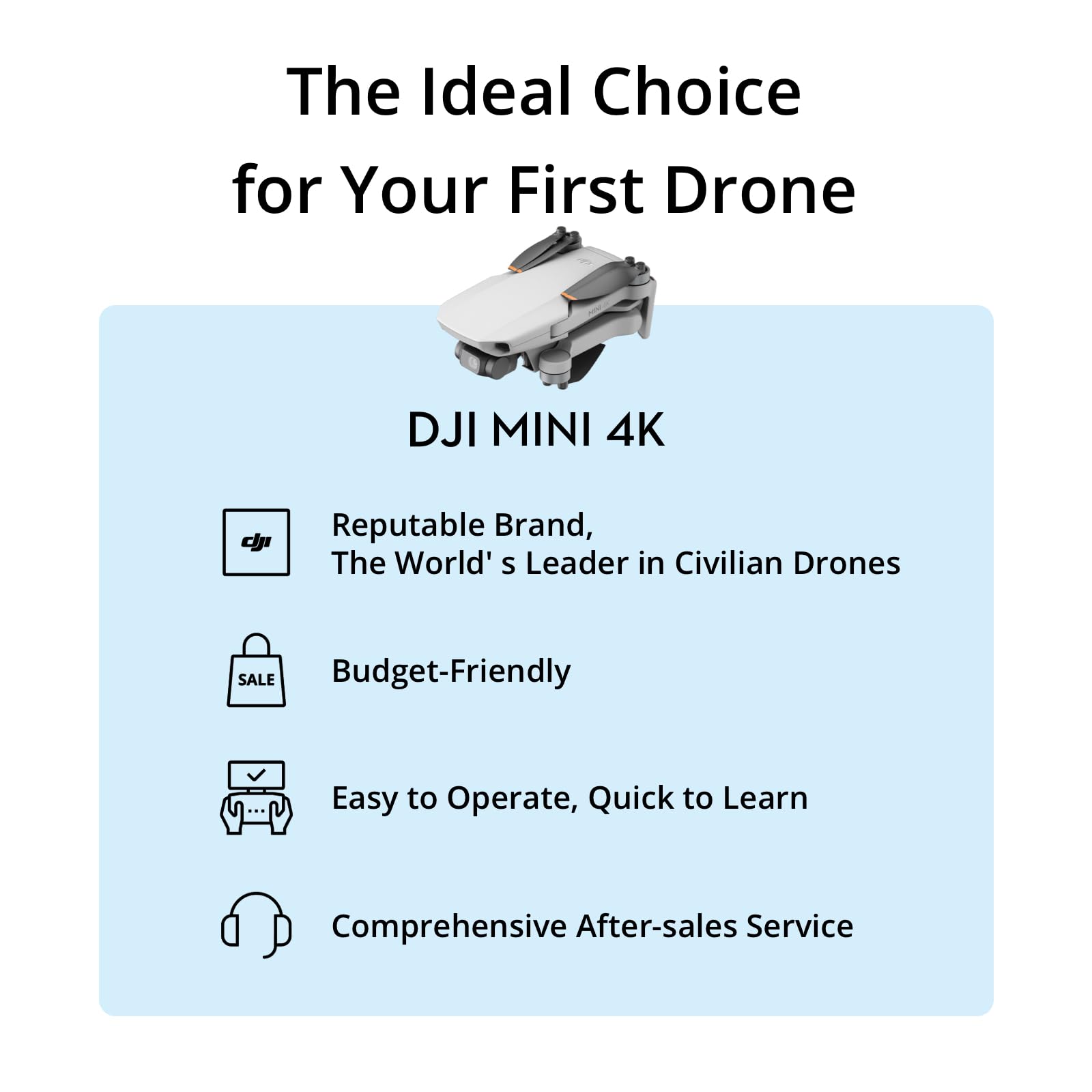 DJI Mini 4K-Kamera-Drohnen-Kombination mit 4K-UHD-Kamera, 3-Achsen-Gimbal, windbeständigem Flug, erweiterten Akkuoptionen und DJI RC-N1C-Controller – Grau 3
