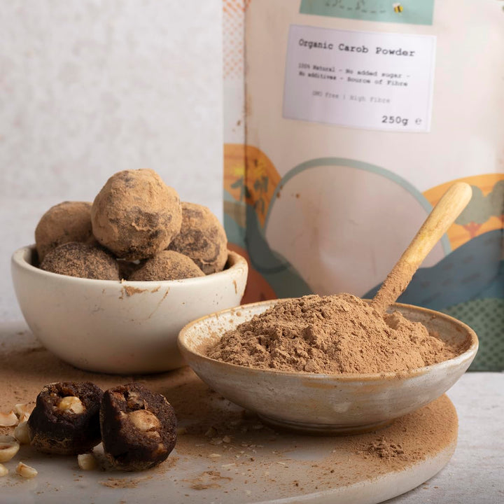 Organic Carob Powder 250g - Grade A Vegan Chocolate Substitute - Wholefood Earth