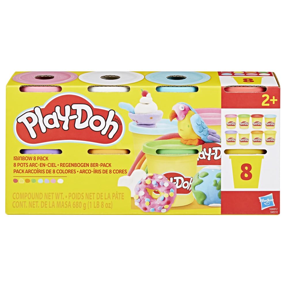 Play-Doh Rainbow Colours Modelling Compound Pack - 8 Cans, Non-Toxic, Ages 2+ 3