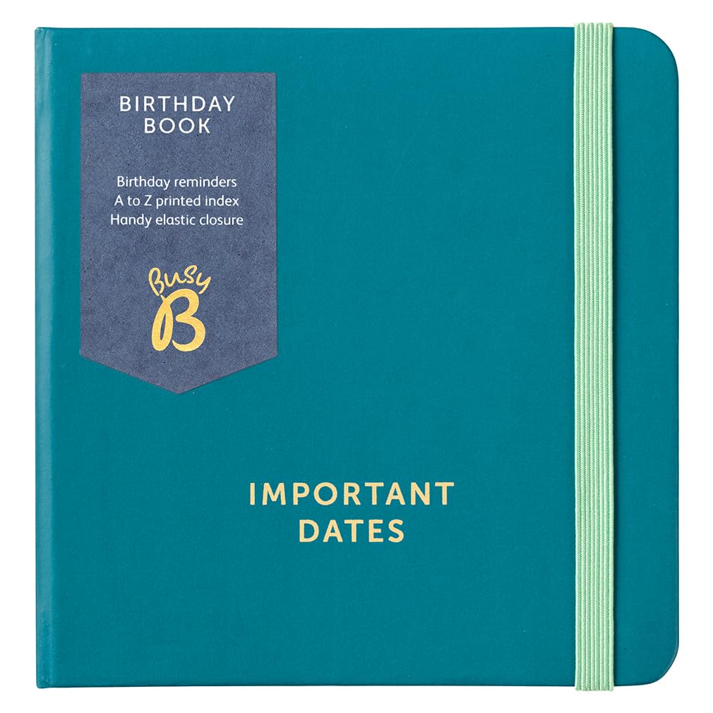 Busy B Birthday Log Book - Compact 11cm x 11cm | Pine Cover | Monthly Index