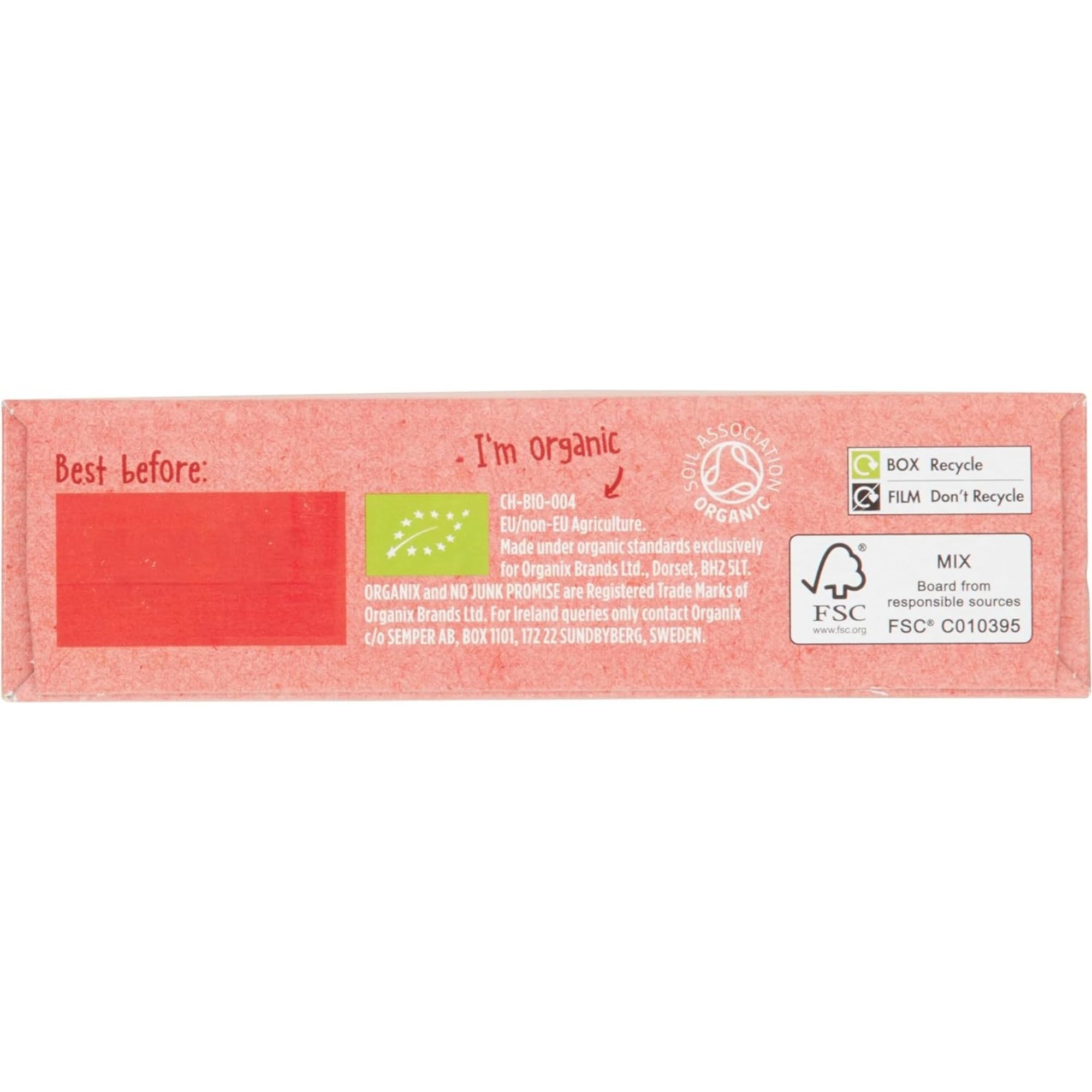 Organix Strawberry & Apple Organic Oaty Snack Bars - 6 Boxes of 6 x 23g 6