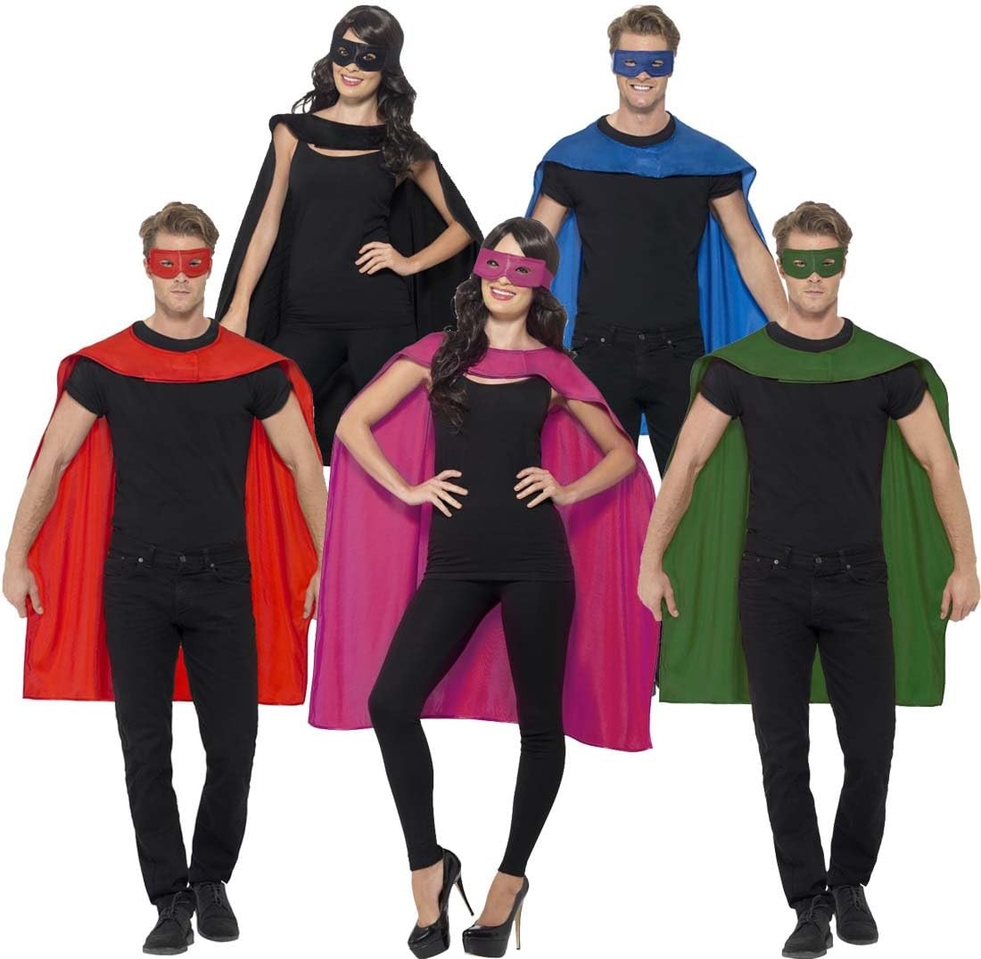 Smiffys Superhero Accessory Kit - Blue Cape and Eyemask for Adults