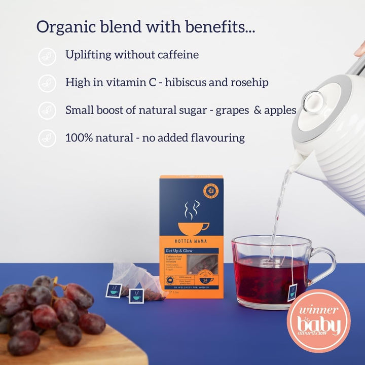 HOTTEA MAMA Get Up & Glow Organic Whole Fruit Tea | Vitamin C Rich | Caffeine-Free Pregnancy & Breastfeeding Tea