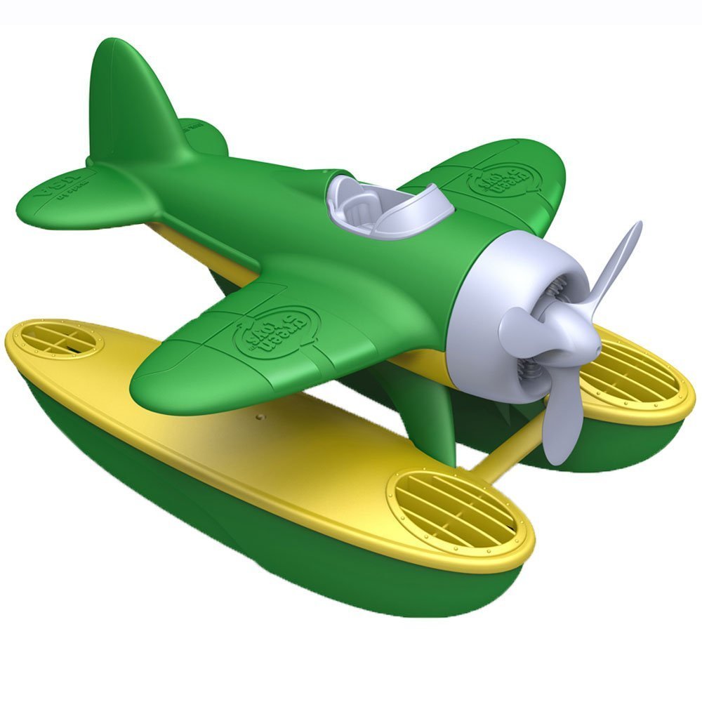 Green Toys Seaplane Bath Toy for Toddlers 1+ Years, Made from Recycled Plastic, Green