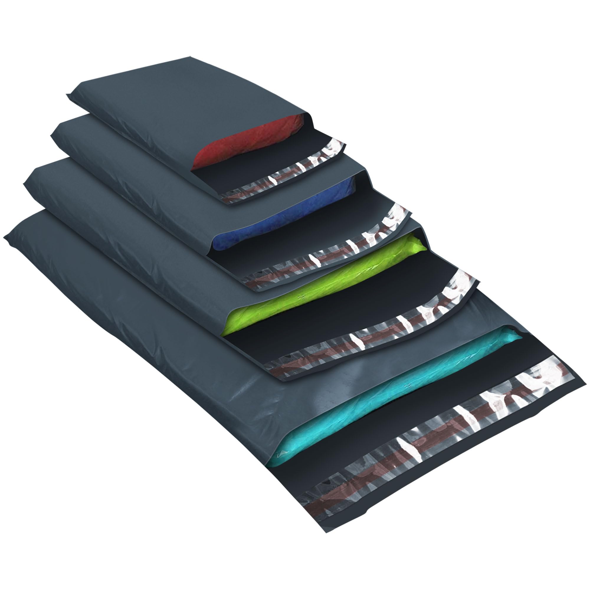 YUNJU Grey Mailing Bags - 100 Count Mixed Sizes, 60 Micron Opaque Plastic Mailers 1