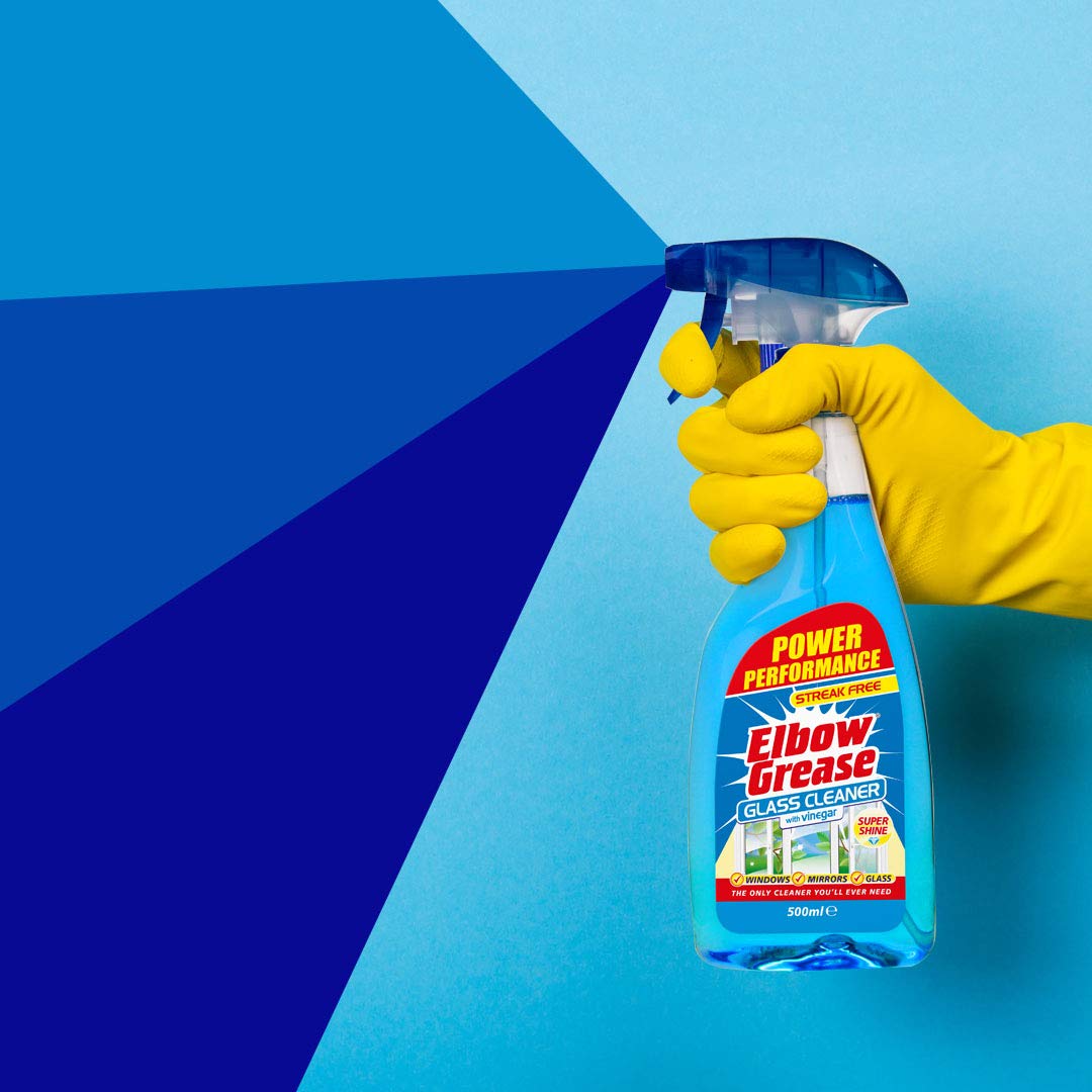 Elbow Grease Glass Cleaner with Vinegar - 500 ml Spray for Windows, Mirrors & Glass Surfaces