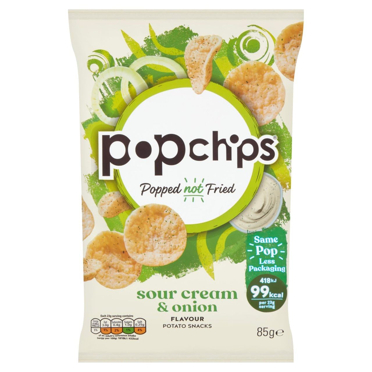 Popchips Sour Cream and Onion Popped Potato Chips Multipack | 8 x 85g Bags 1