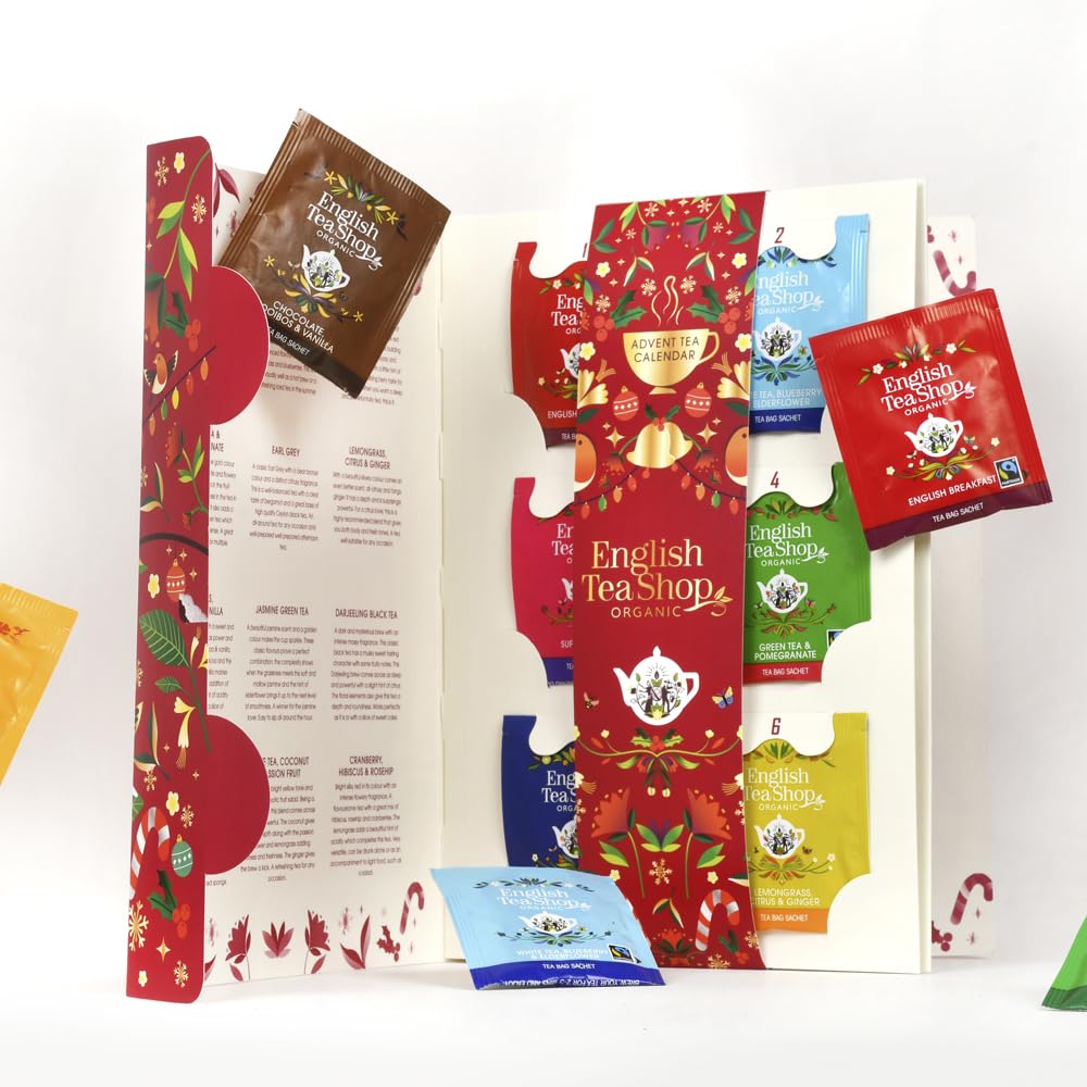 English Tea Shop Organic Tea Book Red Advent Calendar - 24 Tea Bag Sachets 2
