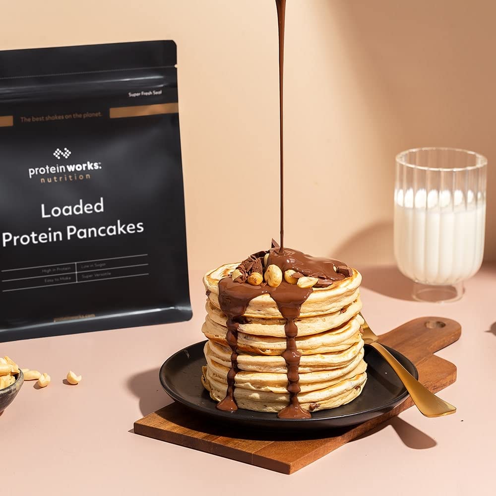 THE PROTEIN WORKS Loaded Protein Pancake Mix - High Protein, Low Sugar Breakfast Mix with Tri-Protein Blend
