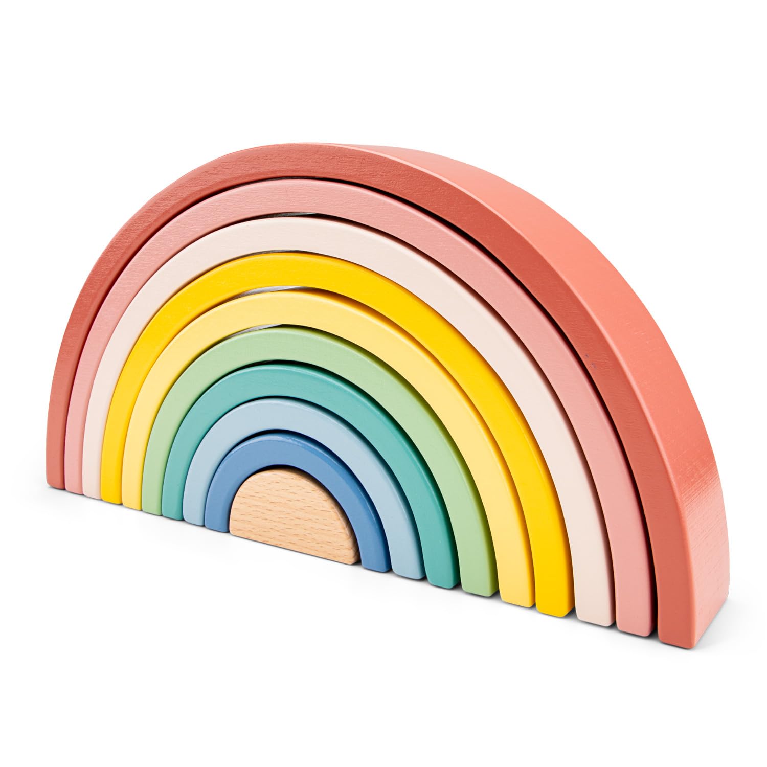 Woet Wooden Rainbow Stacker for Toddlers Age 12m+ - 10-Piece Arches, Non-Toxic Wood