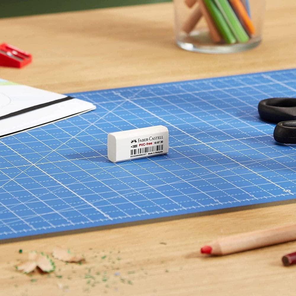 Faber-Castell PVC-Free Eraser - Dust-Free Smudge-Free Erasing | White Rubber | 41x11x18mm 3