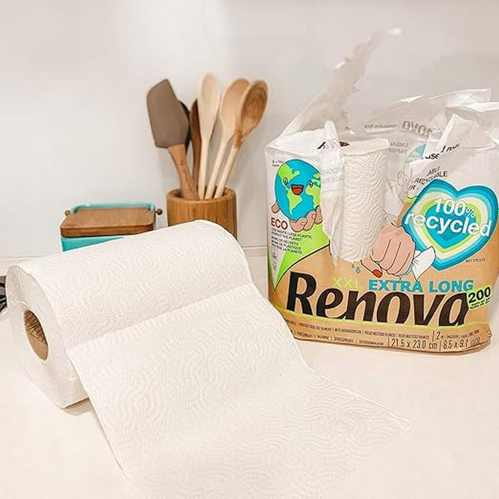 Renova - Recycled Kitchen Rolls 2-Ply XXL (Pack of 2) Wrapped in Paper