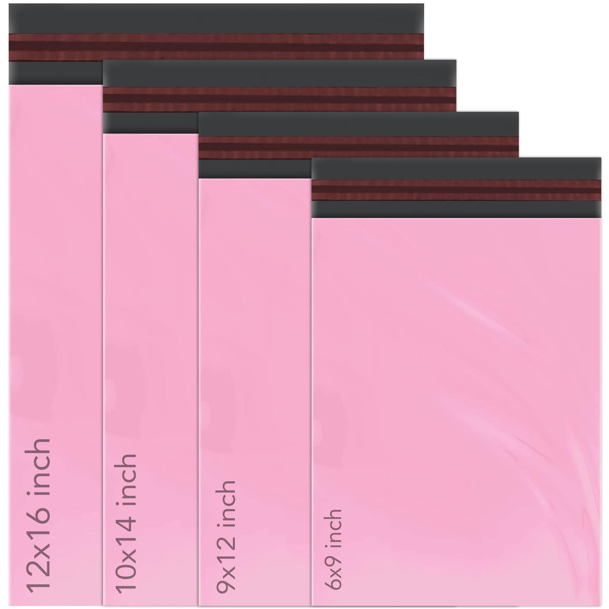 iSOUL 100 Pink Plastic Mailing Bags - Self Seal, Water Resistant | 4 Sizes (6x9 to 12x16 in) 1