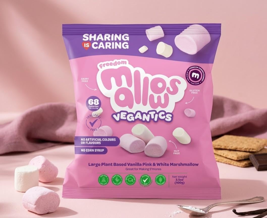Freedom Confectionery Vegantic Pink & White Vanilla Mallows - Vegan, Allergen-Free | 105g Bag 3