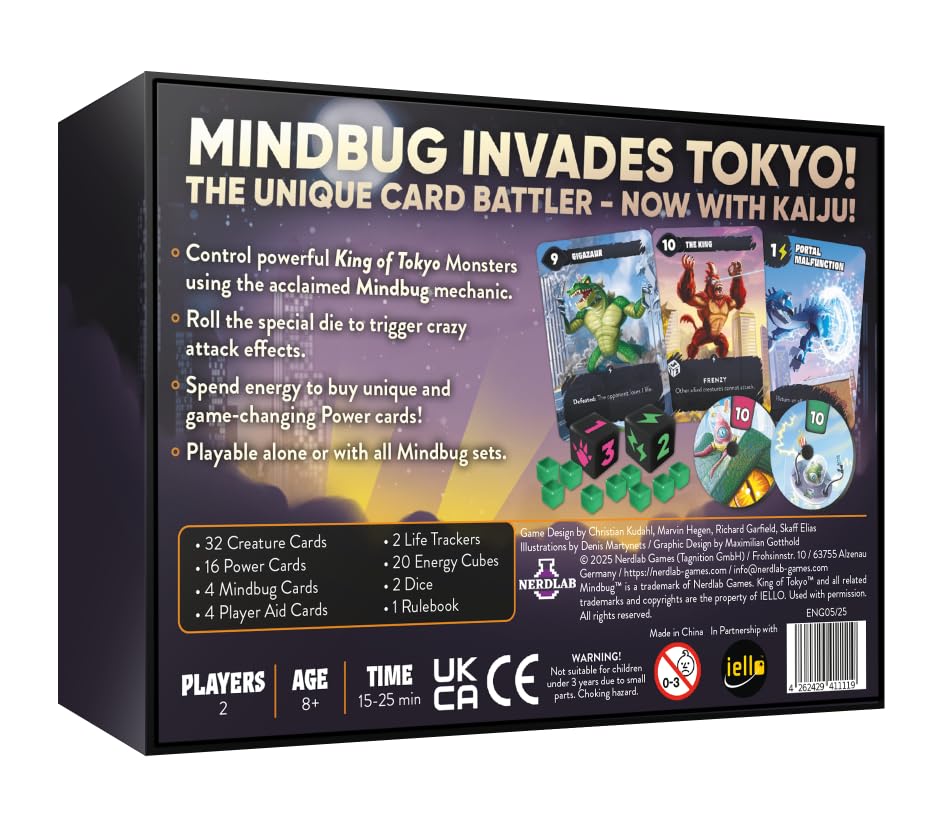 Nerdlab Games Mindbug x King of Tokyo Strategy Card Game Crossover for 2 Players 8+