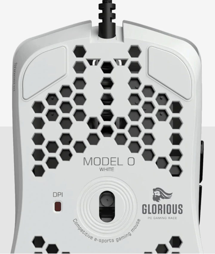 GLORIOUS Model O Wired Gaming Mouse - 67g Superlight Honeycomb Design, RGB, Pixart 3360 Sensor, Omron Switches, Ambidextrous - Matte White