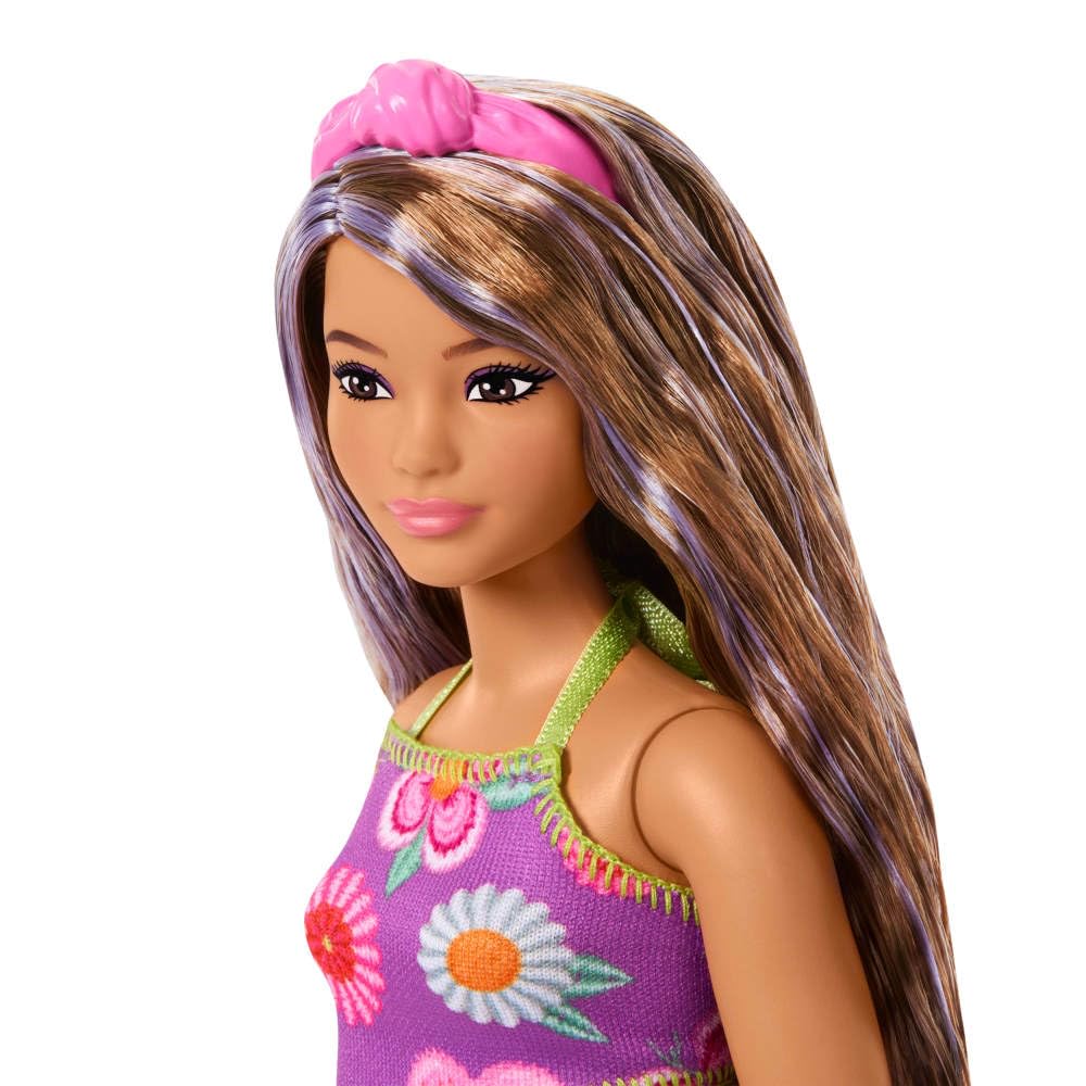 Barbie Fashionistas Doll #244 with Curvy Body, Purple-Streaked Brown Hair | 11.73 in 4