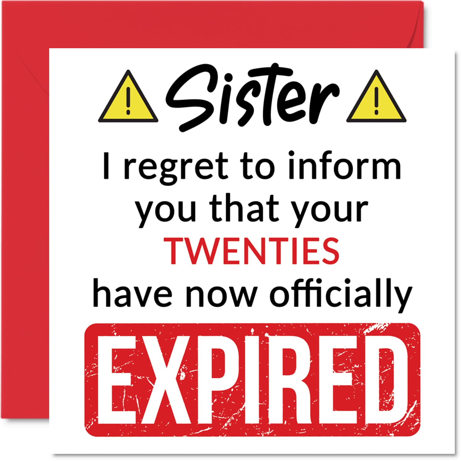 Stuff4 Funny 30th Birthday Card for Sister - Twenties Expired | 145mm x 145mm | Blank Inside 1