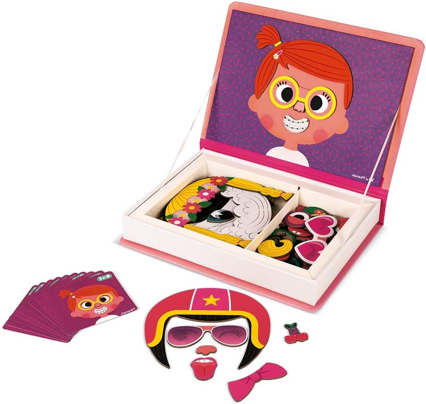 Janod Magnéti'book Girl's Crazy Faces - Magnetic Educational Game for Ages 3-8 1