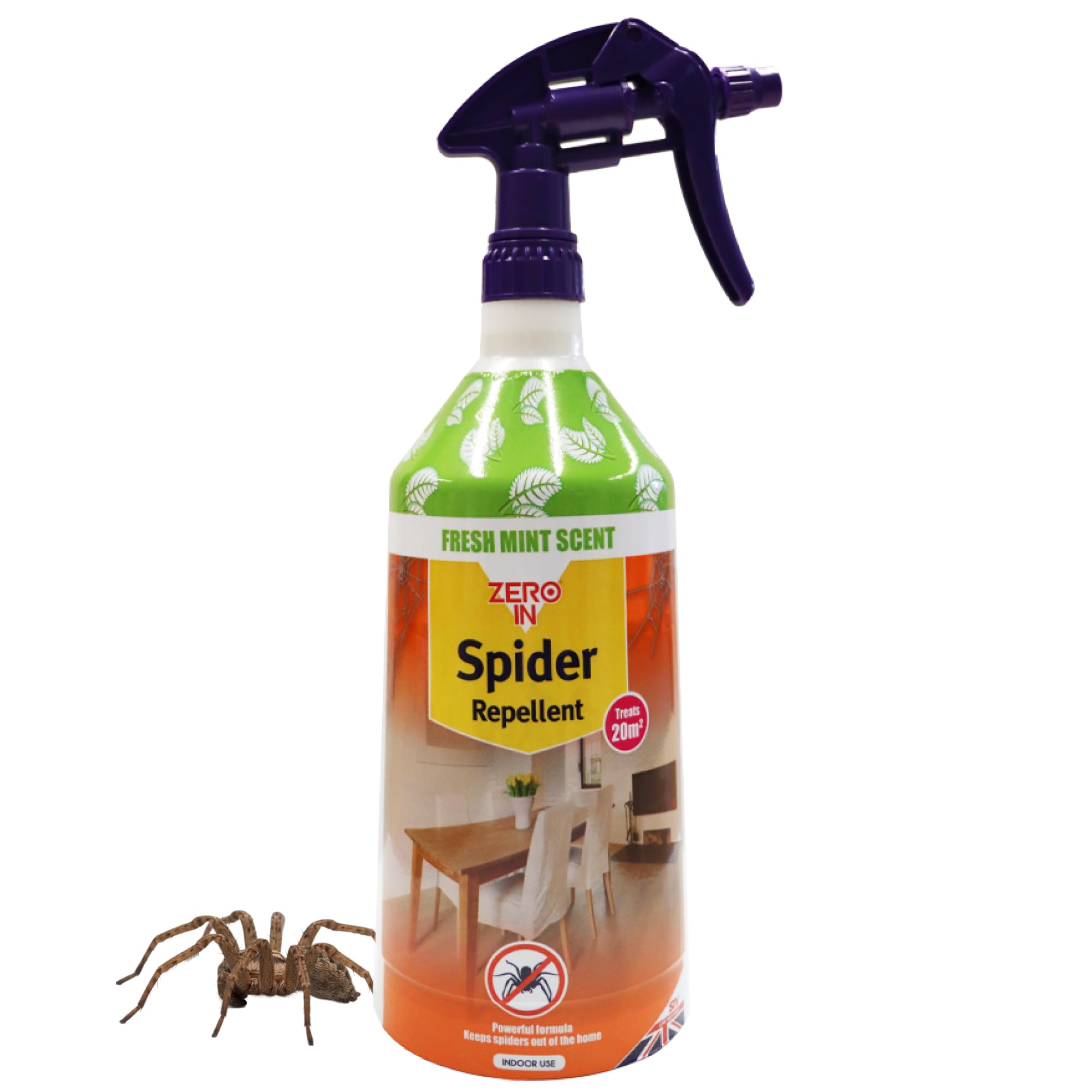 Zero In Spider Repellent - Indoor Peppermint Oil Spray | Non-Toxic | 1L Ready-to-Use 1