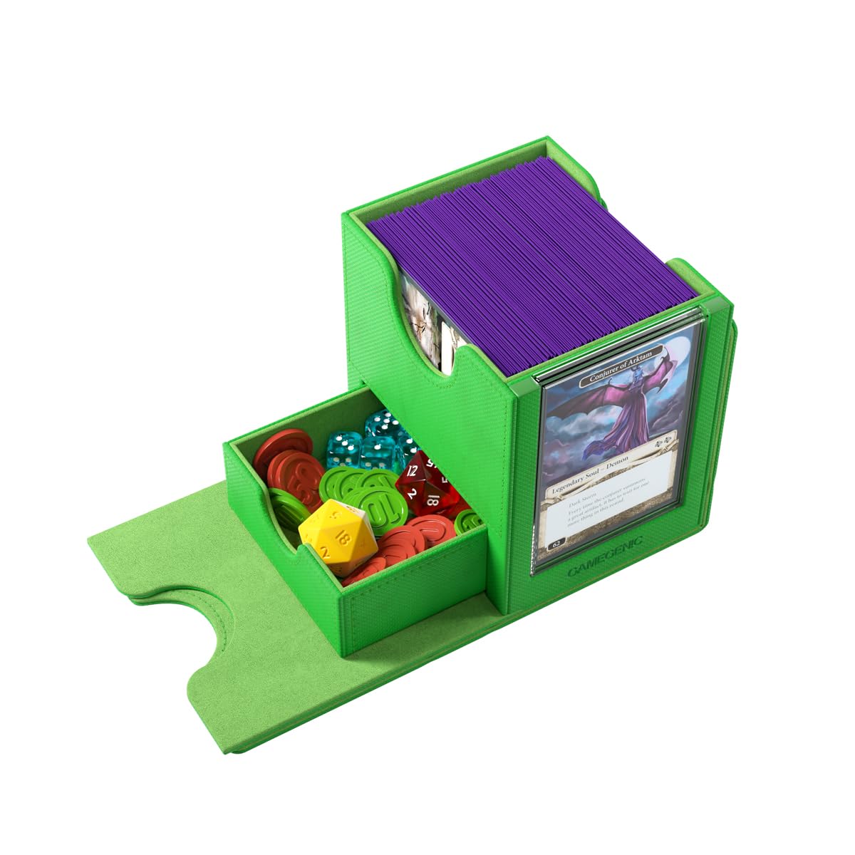 Gamegenic Sidekick Pro 100+ XL Card Box - Green | Holds 100+ Double Sleeved Cards | Includes Slide Case 5