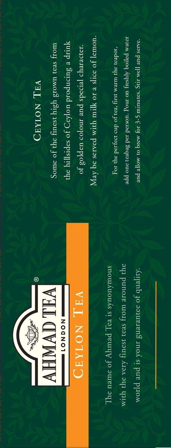 Ahmad Tea Ceylon Black Tea 100 Teabags - Single Origin from Sri Lanka