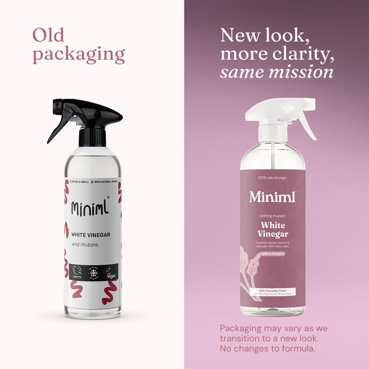Miniml White Vinegar Cleaning Spray - Wild Rhubarb Scented | 750ml | Plant Powered 2