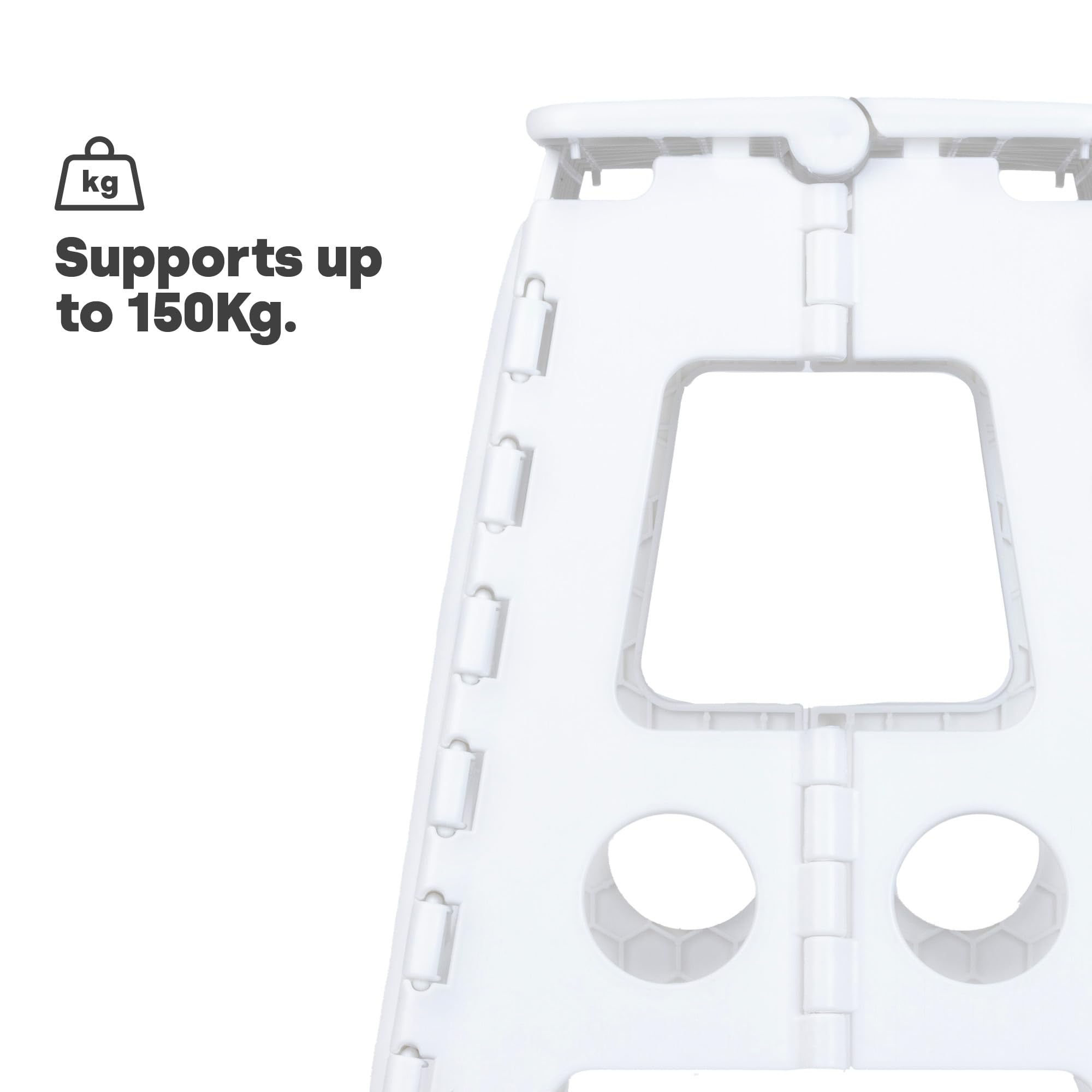 LIVIVO 2-Step Folding Step Stool - 150kg Capacity | Lightweight Polypropylene | White 6