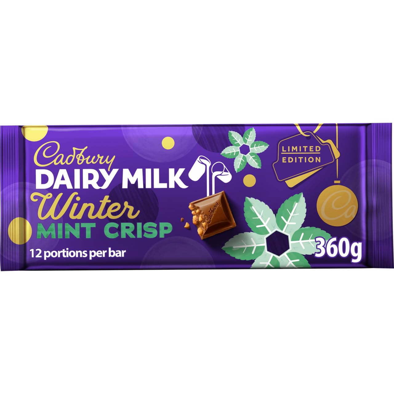 Cadbury Dairy Milk Winter Mint Crisp Edition 360g Chocolate Bar 1