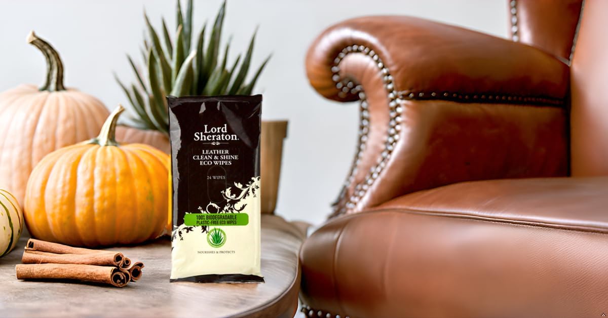 Lord Sheraton Leather Eco Wipes - 24 Count Pack | Aloe Vera Scented | Cleans & Shines