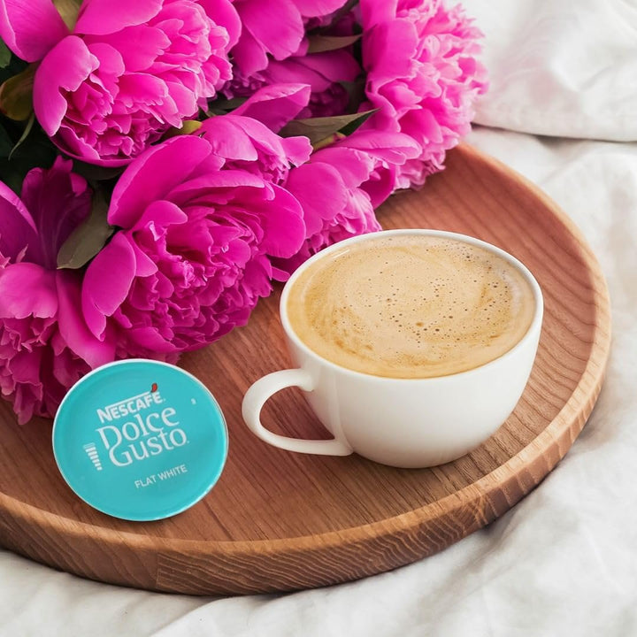 NESCAFÉ Dolce Gusto Flat White Coffee Pods - 48 Capsules (3 Boxes of 16) - Creamy Milk & Espresso Blend